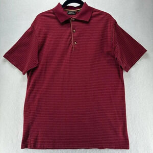 Haley Signature Shirt Mens Sz M Golf Polo Jacquard Short Sleeve Cotton Blend Red